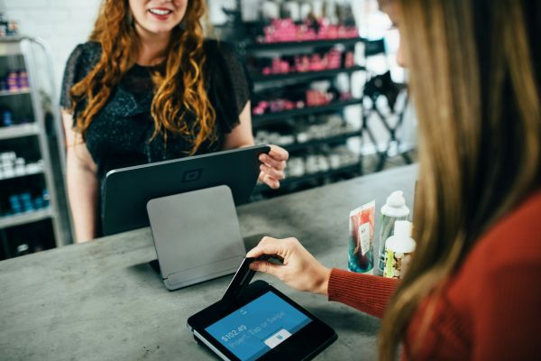 Insert credit card into business machine
